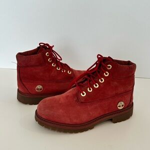 TIMBERLAND ~  Fire Red Waterproof Leather Boots